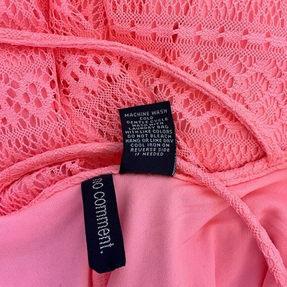 No Comment Womens Size Medium Skaters Mini Dress Coral Lace Overlay Lined - Picture 15 of 16